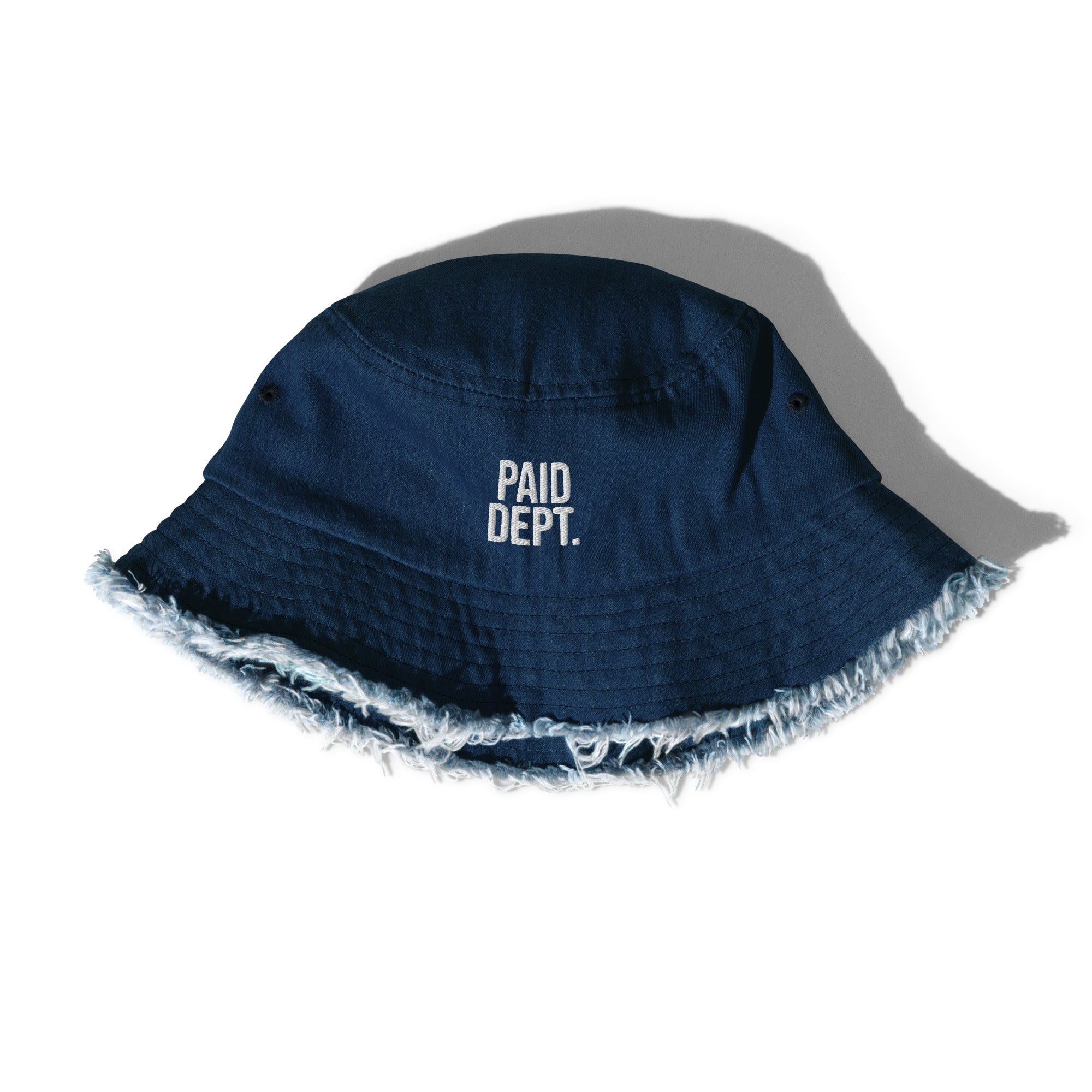 Distressed denim PAID DEPT bucket hat